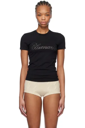 BLUMARINE Black Rhinestone Embroidery T-shirt