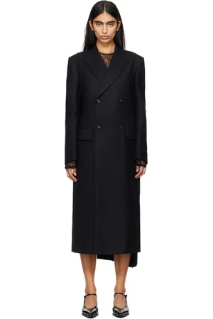JUNYA WATANABE Black Wool Stripe Coat