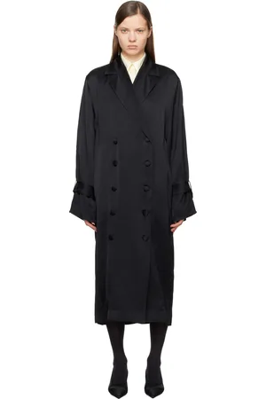 Totême Black Satin Trench Maxi Dress