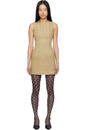 Marine Serre Beige Moon Jacquard Twill Minidress