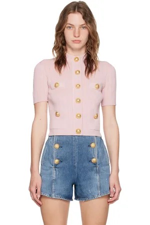 Balmain Pink Press-Stud Cardigan