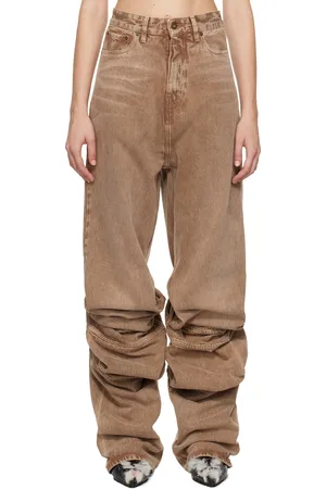 Y / PROJECT Brown Draped Cuff Jeans