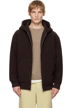 Auralee Brown Double Cloth Heavy Pile Zip Hoodie