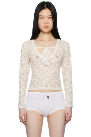 yuhan wang SSENSE Exclusive Off- Ribbon Lace Blouse