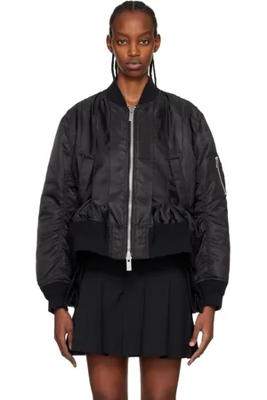 SACAI Black Pleated Bomber Jacket