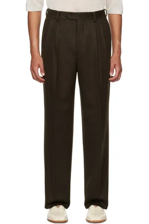 Auralee Brown Baby Camel Flannel Trousers