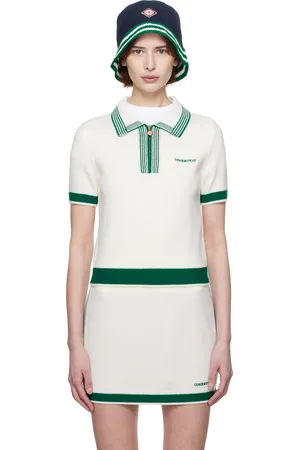 Casablanca Off-White & Green Knit Tennis Polo