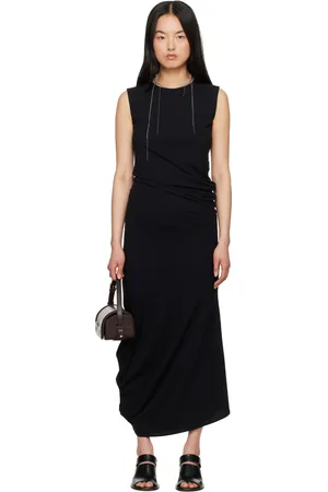 LEMAIRE Black Twisted Midi Dress