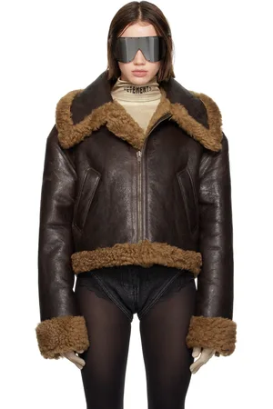 Vetements Inside-Out Cropped Aviator Reversible Shearling Jacket