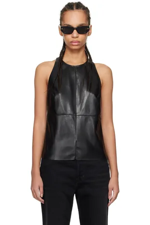 Nanushka Black Teza Faux-Leather Tank Top