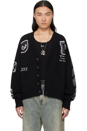 OFF-WHITE Black Varsity Knit Cardigan