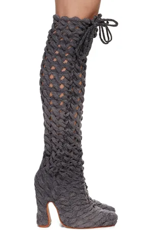Isa Boulder SSENSE Exclusive Gray Spiral Cable Boots