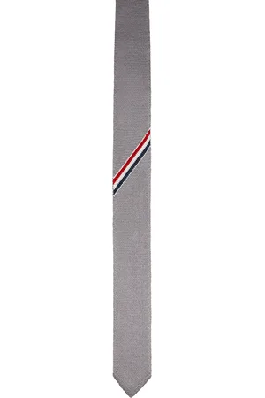 Thom Browne Gray Double Face Silk Tie
