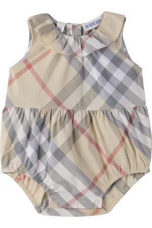 Burberry Baby Beige Check Cotton Bodysuit