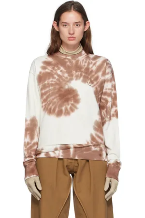 J.W.Anderson White & Brown Tie-Dye Cat Print Sweatshirt