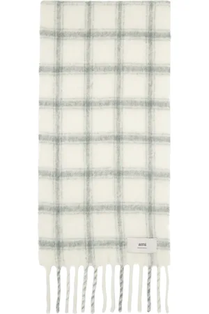 Ami White & Gray Check Ami Scarf