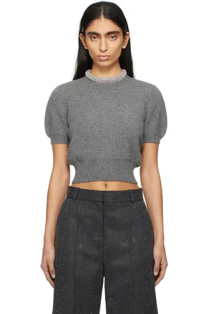 Alexander Wang Gray Crystal Tubular Necklace T-shirt