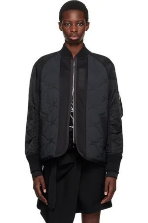 SACAI Black & Navy Quilted Bomber Jacket