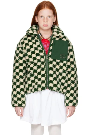 Burberry Kids Green & Off-White Duckstooth Jacket