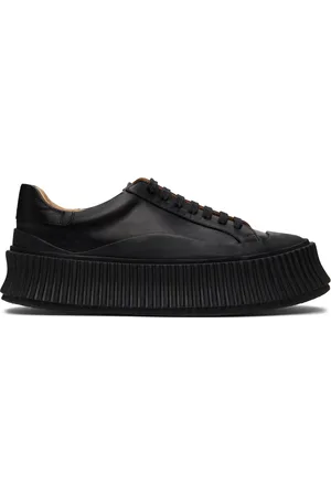 Jil Sander Black Agnellato Platform Sneakers