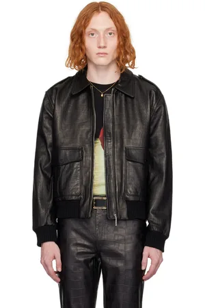 Ernest W. Baker Black Croc-Embossed Leather Jacket