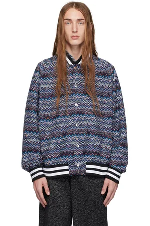Missoni Navy Chevron Bomber Jacket