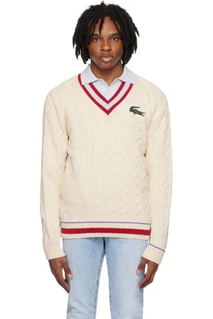 Lacoste Off-White V-Neck Sweater