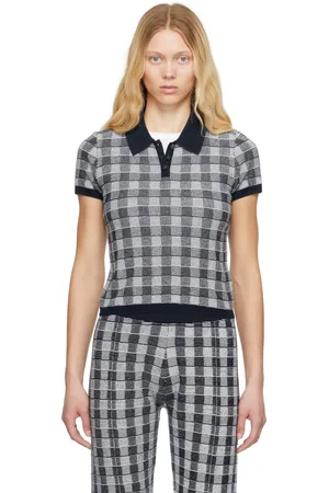 Guest In Residence Navy Gingham Shrunken Polo