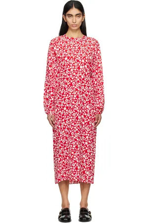 Marni Red Pop Fields Midi Dress