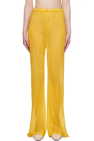 Silk Laundry Yellow Bias-Cut Lounge Pants