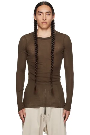 Rick Owens Brown Semi-Sheer Long Sleeve T-Shirt