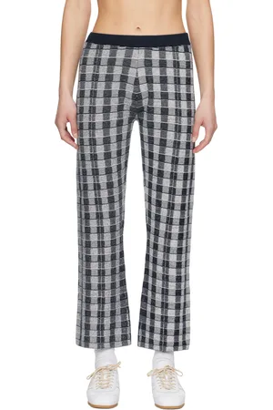 Guest In Residence Navy Gingham Flare Lounge Pants