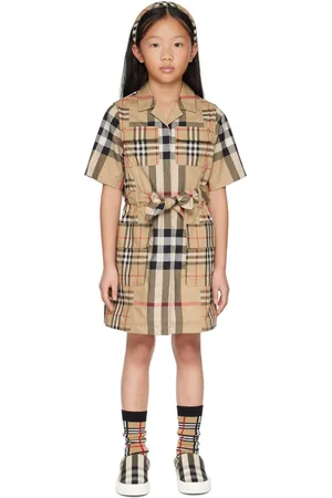 Burberry Kids Beige Patchwork Check Dress