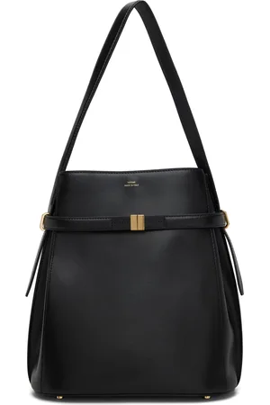 Totême Black Belted Leather Bucket Bag
