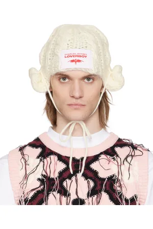 Charles Jeffrey Loverboy White Chunky Aviator Beanie