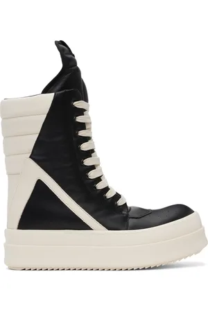 Rick Owens Black & Off-White Hollywood Mega Geobasket Sneakers