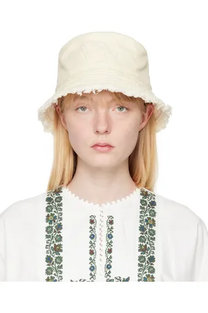 Max Mara Off-White Frayed Bucket Hat
