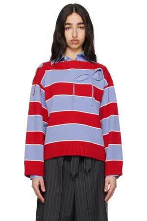Charles Jeffrey Loverboy Red & Blue Slash Stripe Sweater