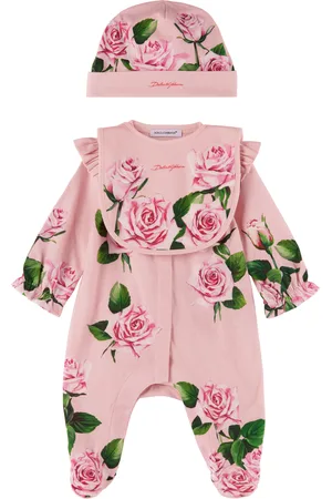 Dolce & Gabbana Baby Pink Rose Print Jumpsuit Set