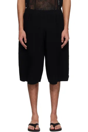 Issey Miyake Black Tight Twist Cotton Knit Shorts