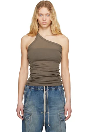 Rick Owens Gray Hollywood One Shoulder Tank Top