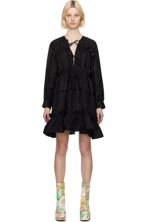 Msgm Black Ruffled Minidress