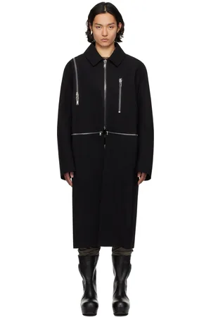 Rick Owens Black Hollywood Headon Jumbo Mac Coat