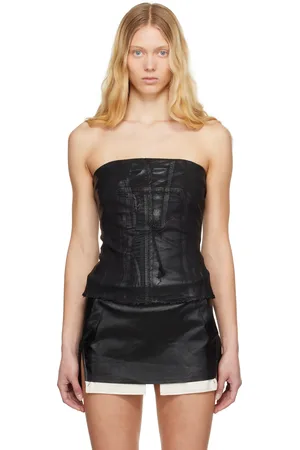 Rick Owens Black Hollywood Bustier Denim Top