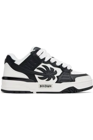Palm Angels White & Black Venice Leather Sneakers
