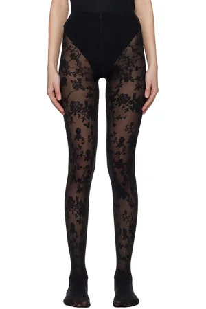 Wolford Black Flower Tights