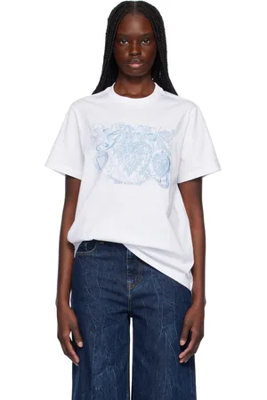 Ganni White Jersey Tattoo Lace T-shirt
