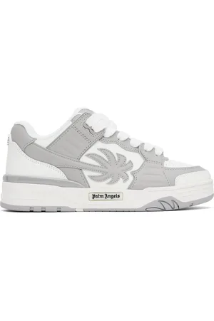 Palm Angels White & Gray Venice Leather Sneakers