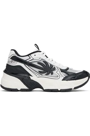 Palm Angels Black & White PA 4 Leather Sneakers
