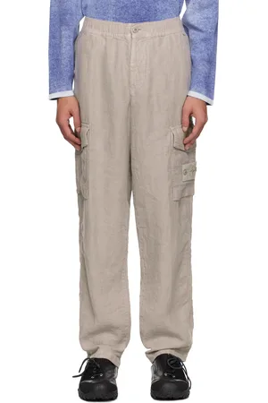 Stone Island Gray Diagonal Linen Cargo Pants